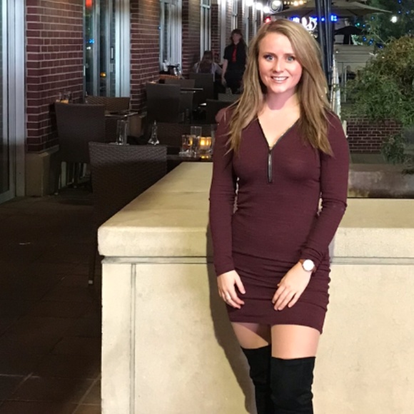 Dynamite Maroon Quarter Zip Dress - Size S - NWT - Picture 1 of 4
